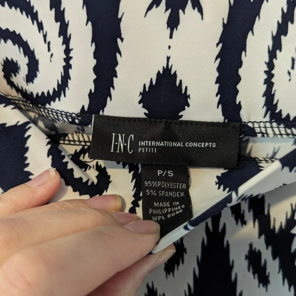 INC International Concepts Flowy Navy and White Midi Skirt - Picture 3 of 5